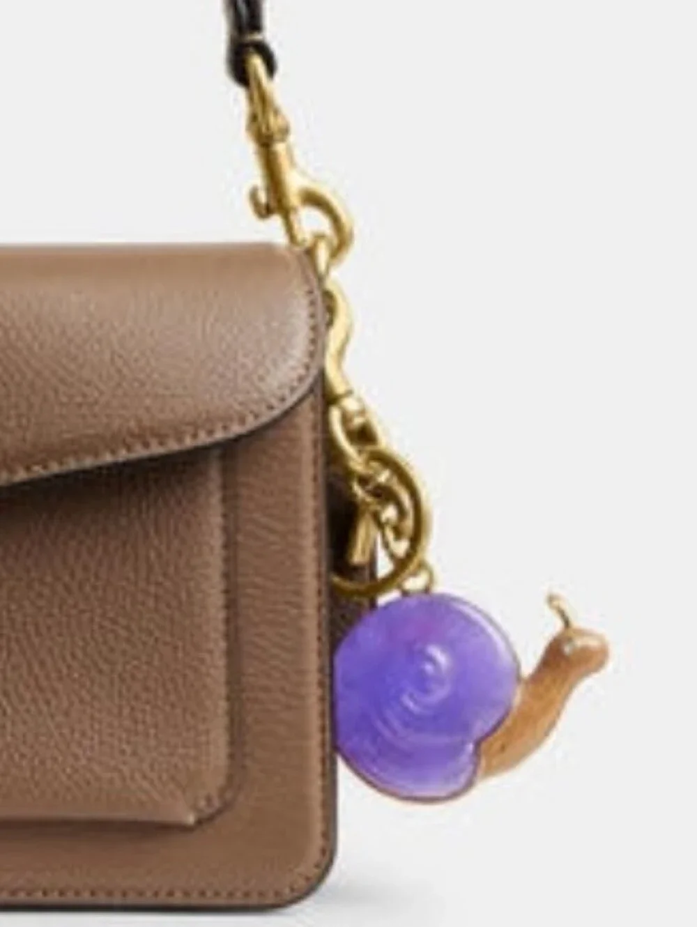 Coach NWT Purple Snail Bag Charm Keychain Gold Tone Enamel Rare